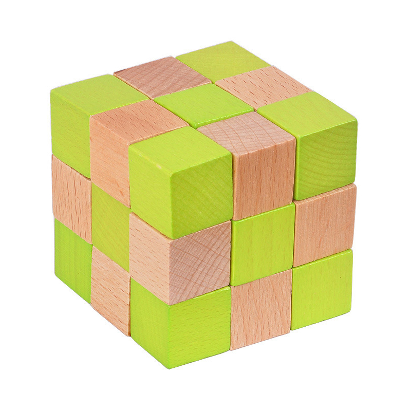 Woodworking Game - Wooden Snake Cube Puzzle IQ Logic