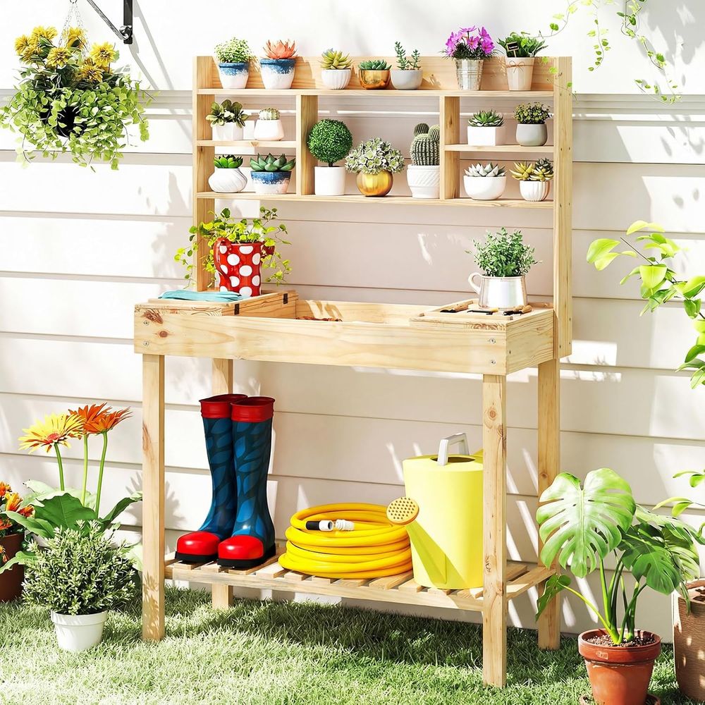 Potting Bench Table, 60” Wood  - огляд і ціна Woodworking Bench